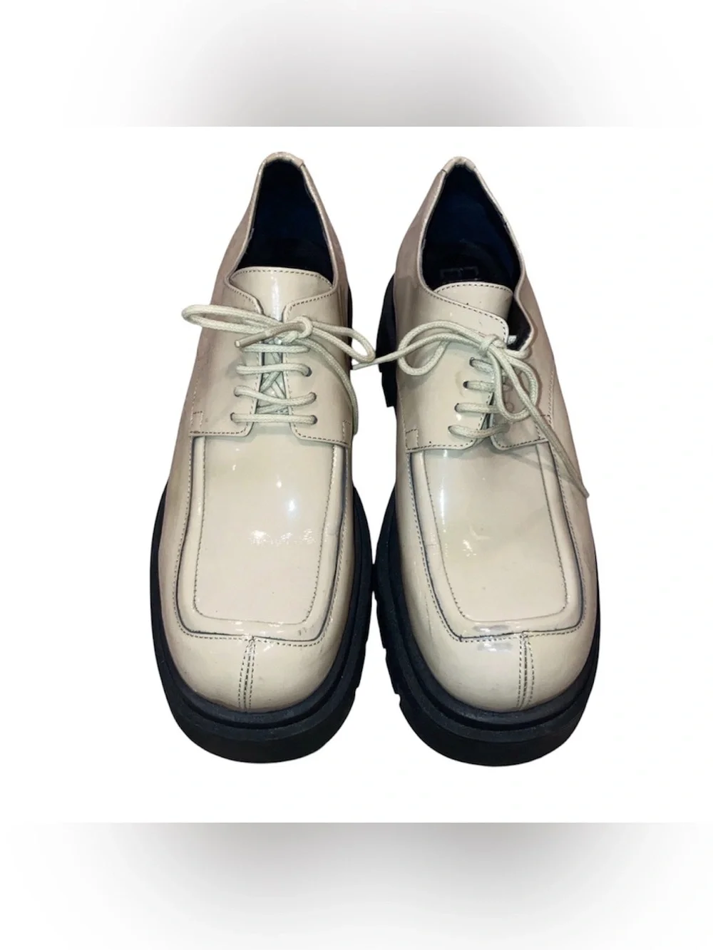 Miista Patent Leather Chunky Platform Oxfords Tan Black EU 39 US 8.5